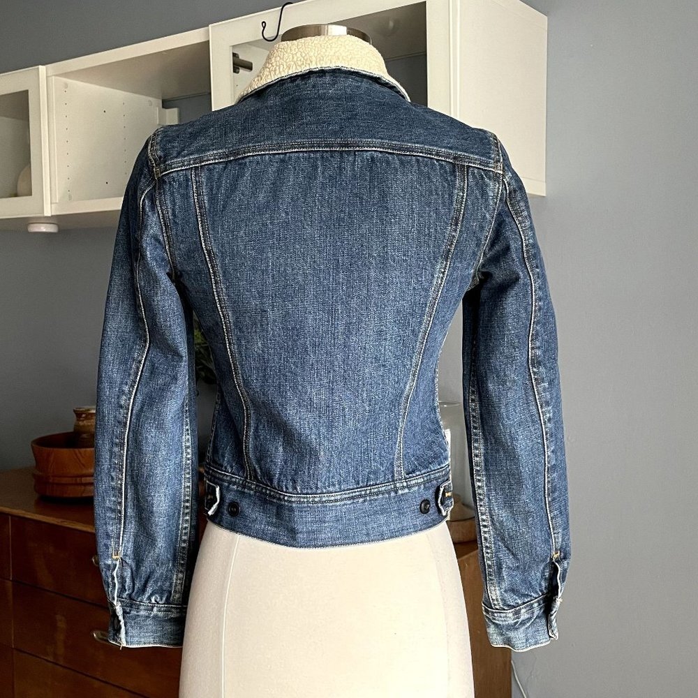 Vintage 90s LEE Lined Sherpa Slim Denim Jacket Womens - Picture 4 of 11